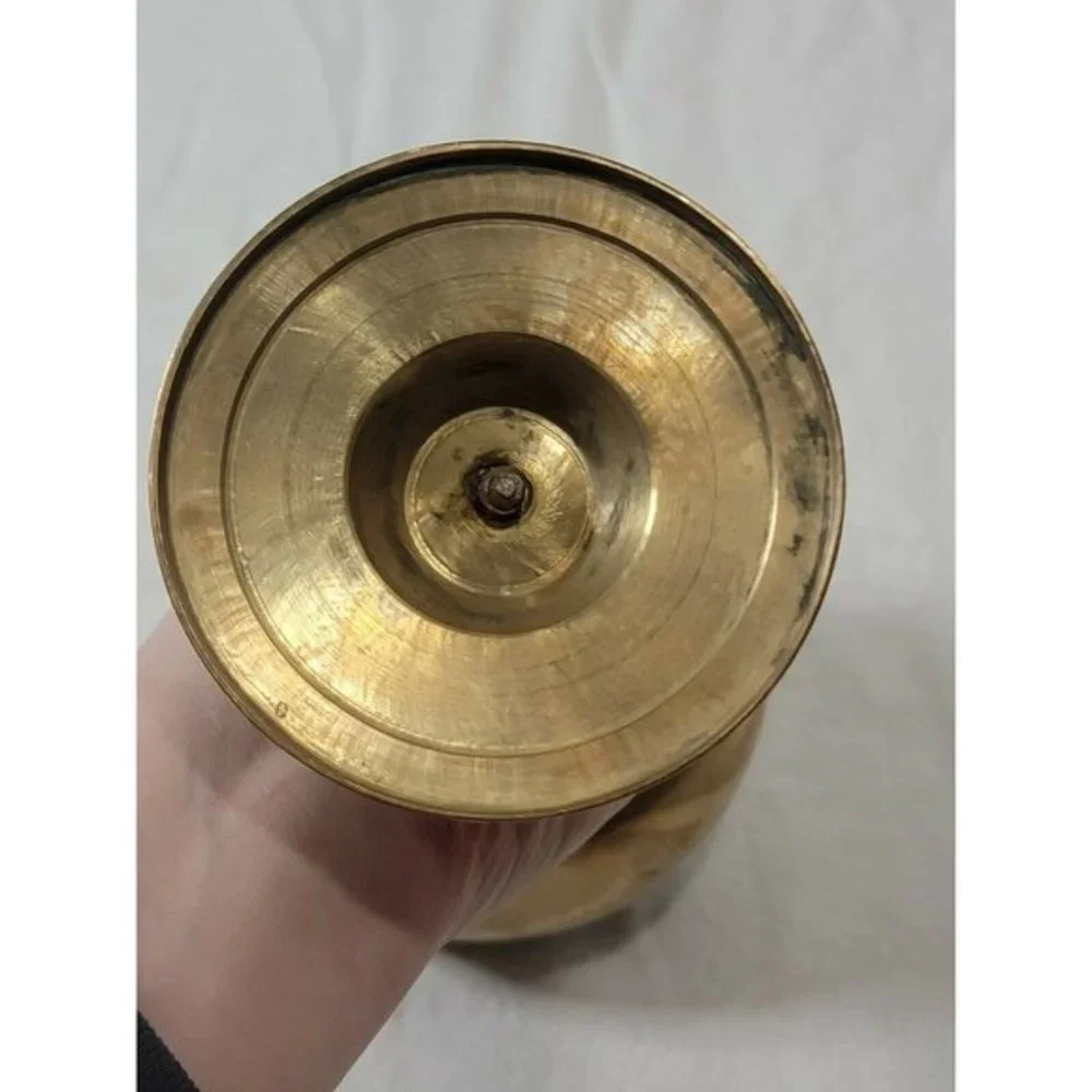 Mid Century 9 3/4" Tall Solid Brass Wine Goblet Chalice Tealight Candle Holder - Picture 7 of 7